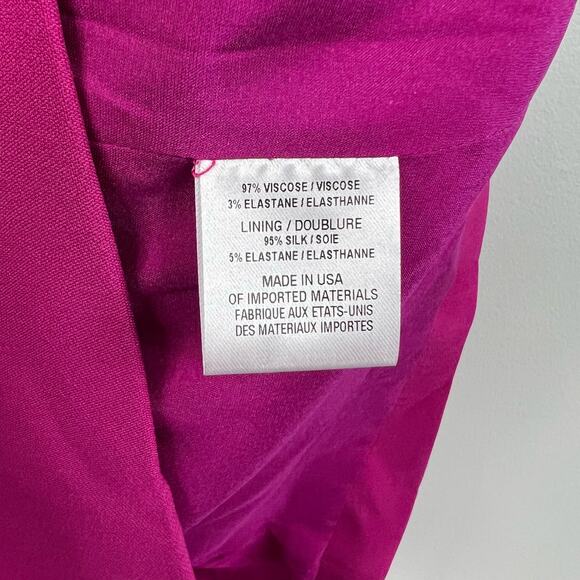 Cushnie Et Ochs One Shoulder Cutout Frill Magenta Cocktail Mini Dress - Picture 7 of 8